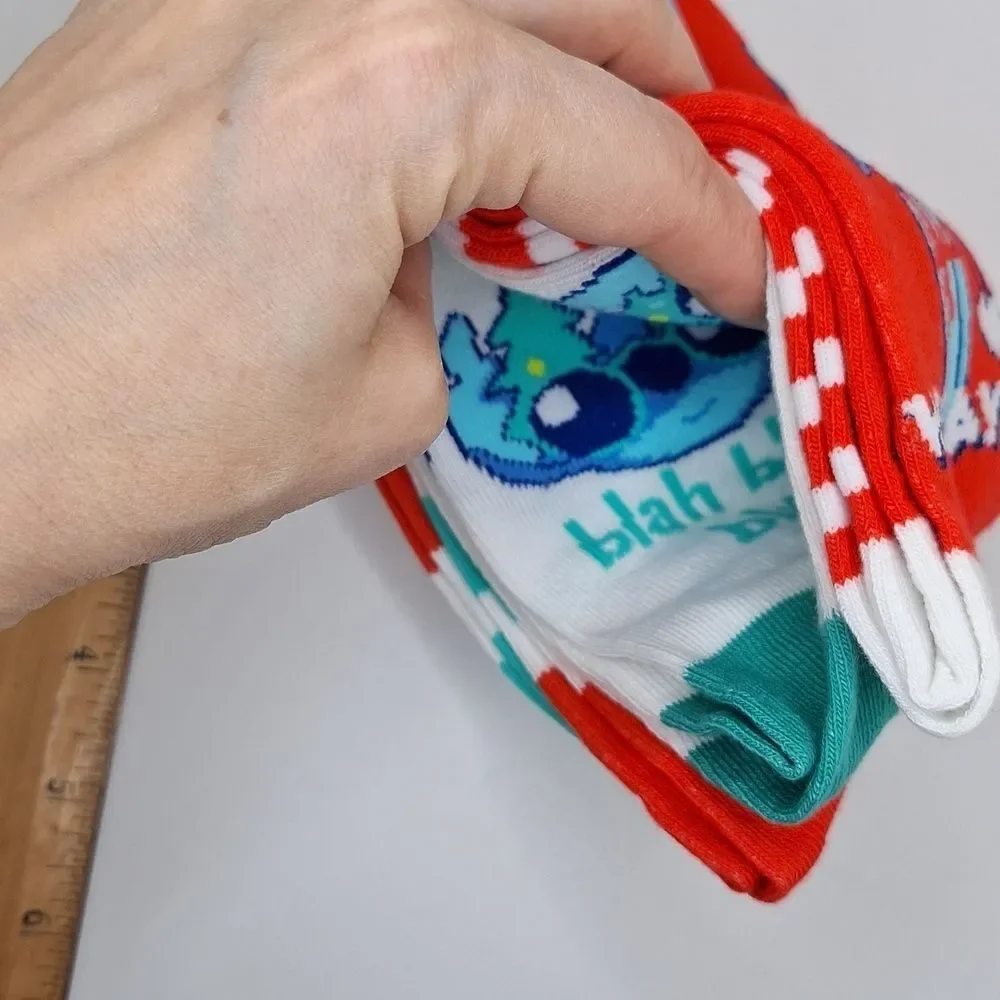 Disney STITCH happy holidays Christmas crew socks 3 pair nwt